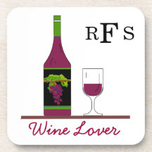CHIC COASTER SET_WINE LOVER, MONOGRAM