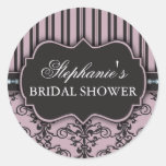 Chic Damask & Stripe Bridal Shower Favour Sticker