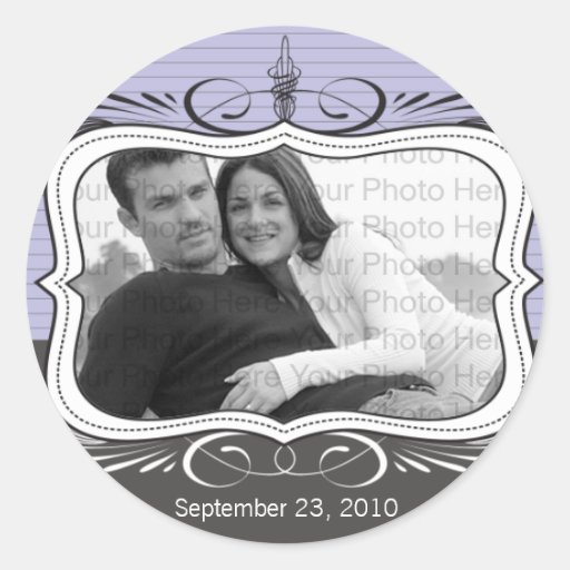 Chic Deco Save the Date Announcement Seal : lilac Round Sticker