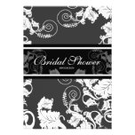Chic Grey & White Damask Bridal Shower Invitation