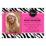 Chic Pink and Black Zebra Print Photo Invite