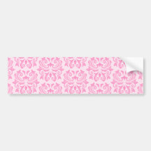 Chic stylish ornate cute pink damask pattern bumper sticker