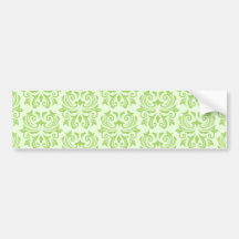 Chic stylish ornate lime green damask pattern bumper sticker