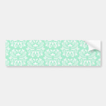 Chic stylish ornate mint green damask pattern bumper sticker