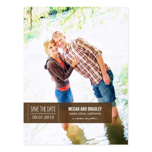 Chic Tag Save The Date Postcard - Brown