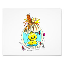 chick in easter wrapped basket ladybugs photo