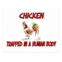Chicken trapped in a human body post card