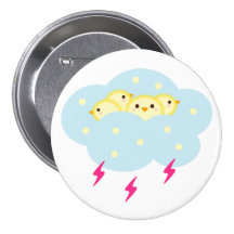 Chicks Riding Cloud Button