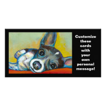 Chihuahua dog art - adorable fun portrait painting customised photo card