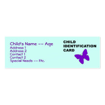 Child Indentification Card Business Card Template