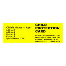 Child Protection Card (2) Business Card Template