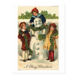 Children and Snowman Card Post Cards