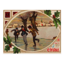 Children Ice Skating Post Card
