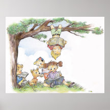 Children reading books print