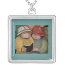 children reading necklace