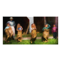 Children - The sack race Customized Photo Card