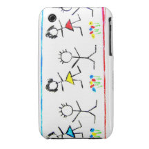 CHILDREN'S STICK FIGURES iPhone 3 Case-Mate CASES