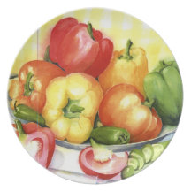 Chiles Multicolored in Watercolors Plates