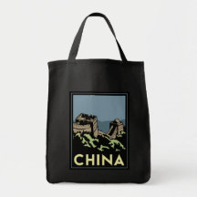 china great wall asia art deco retro travel canvas bags