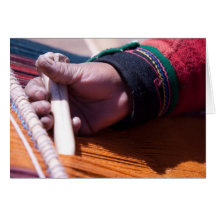 Chincheros woman making alpaca yarn 3 greeting card