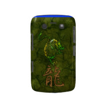 Chinese Gold Dragon 2 on Green Blackberry Case
