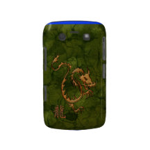 Chinese Gold Dragon 2 on Green Blackberry Case