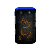Chinese Golden Dragon on Black Blackberry Case