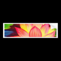 Chinese Lotus Water Lily Flower Art - Multi bumper stickers