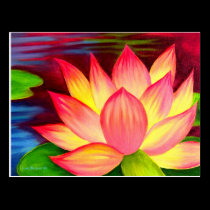 Chinese Lotus Water Lily Flower Art - Multi postcards