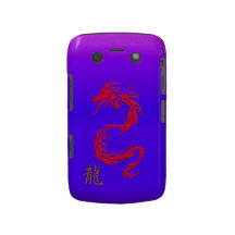 Chinese Red 3D Dragon on Blue Blackberry Case