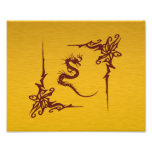 Chinese Tribal Mythology Dragon Swirls Red Gold Art Photo