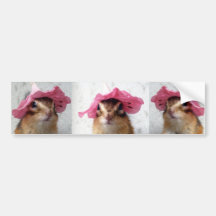 Chipmunk wears flower hat バンパーステッカー