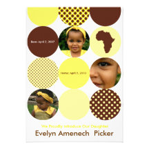 Chocolate and Bananna Circles Personalised Announcement