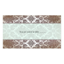 Chocolate Brown Damask wedding place card Business Cards