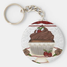 Chocolate Cherry Cupcake Keychain