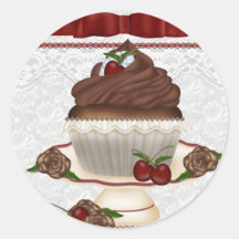 Chocolate Cherry Cupcake Sticker