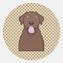 Chocolate Labrador Retriever Cartoon Round Sticker