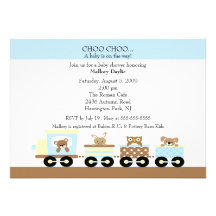 Choo Choo Baby Train Boy Baby Shower Personalised Invitations