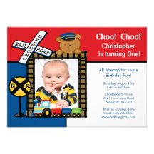 Choo Choo Train Photo Birthday Invitation