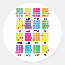 Chord Cheat Tee White Round Stickers