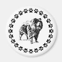 Chow Chow with Pawprints Refrigerator Magnets