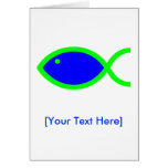 Christian Fish Symbol - Blue with Green Card
