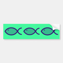 Christian Fish Symbol - LOUD! - Aqua and Blue Bumper Sticker