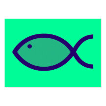 Christian Fish Symbol - LOUD! - Aqua and Blue Business Card Templates