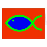 Christian Fish Symbol - LOUD! Blue and Green Greeting Cards
