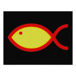 Christian Fish Symbol - LOUD! Gold and Red Custom Invites