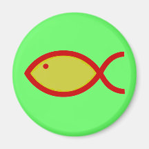 Christian Fish Symbol - LOUD! Gold and Red Magnets