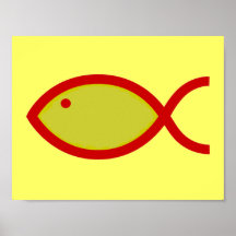 Christian Fish Symbol - LOUD! Gold and Red Posters