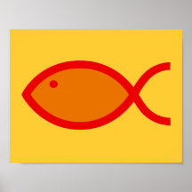 Christian Fish Symbol - LOUD! Orange and Red Print