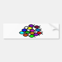 Christian Fish Symbols -Rainbow School Bumper Sticker